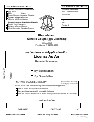 Document preview: Application for License as a Genetic Counselor - Rhode Island