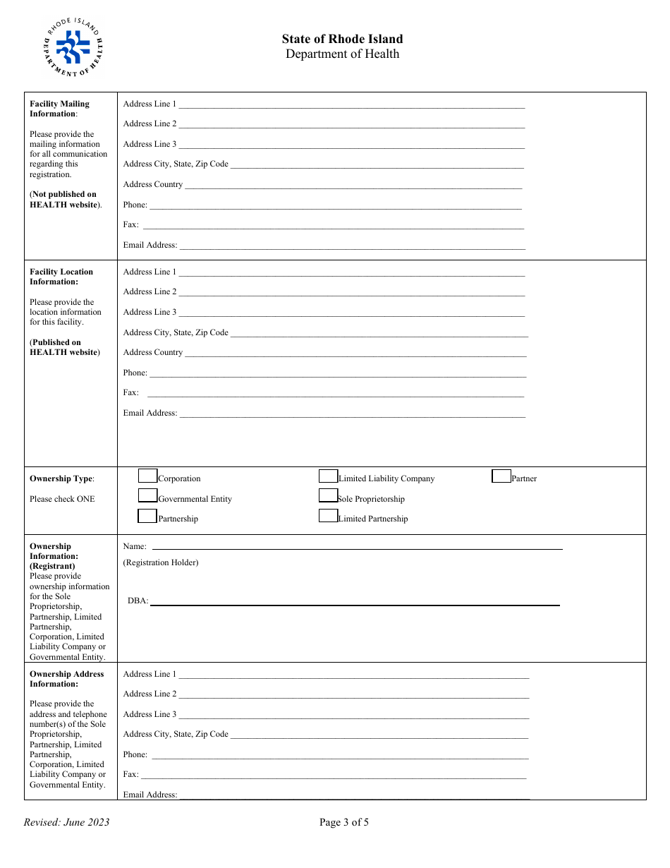 Application for Registration for Industrial Radiography Facility - Rhode Island, Page 3