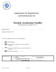 Application for Registration for Particle Accelerator Facility - Rhode Island