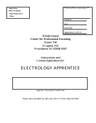 Application for Registration for Electrology Apprentice - Rhode Island