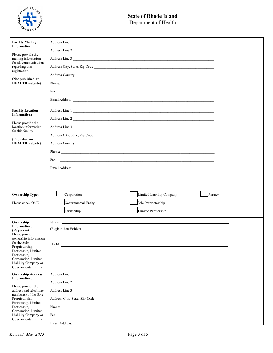 Application for Registration for Provider of X-Ray Services - Rhode Island, Page 3