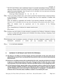 Emergency Ex Parte Order of Protection - Oklahoma, Page 3