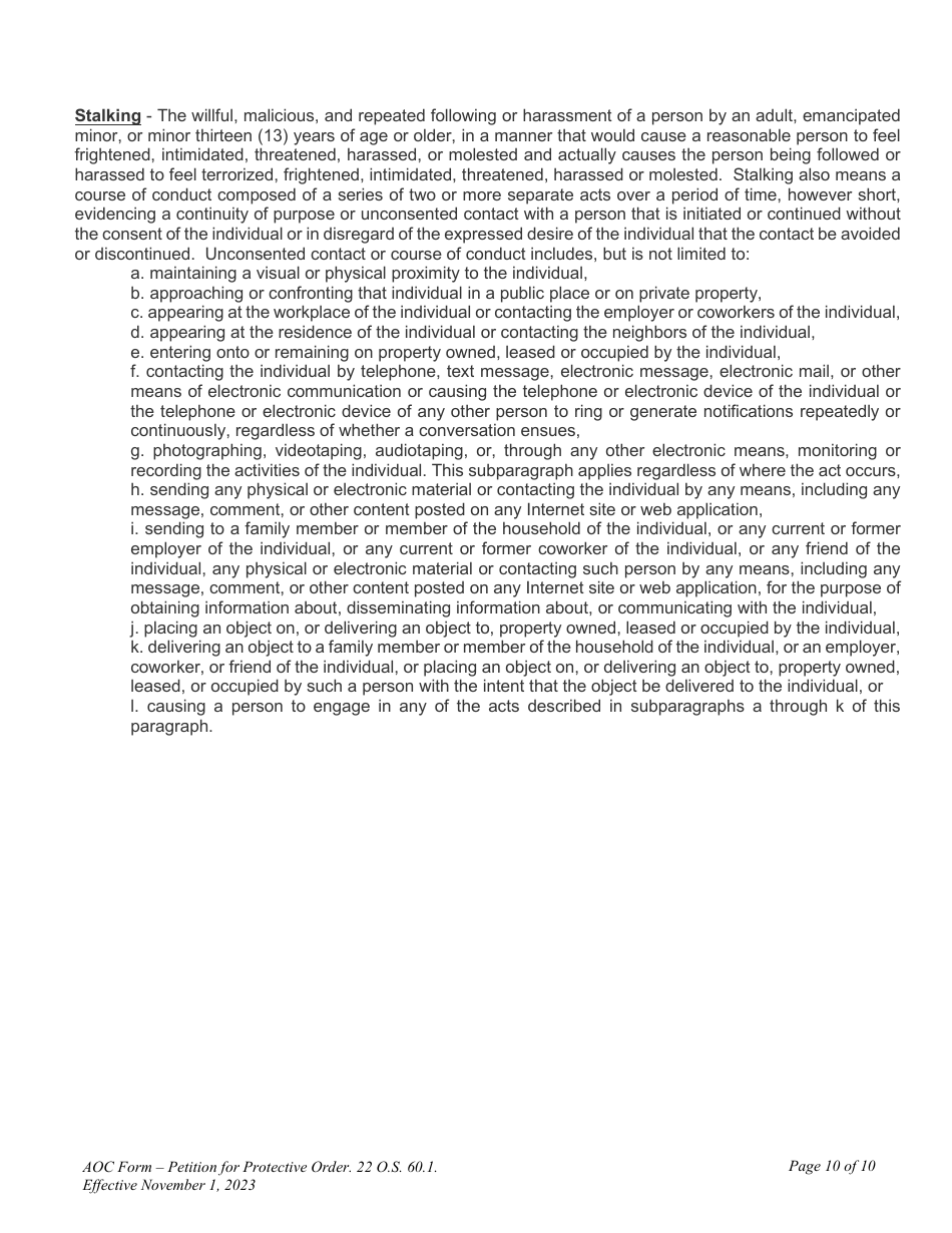 Petition for Protective Order - Oklahoma, Page 10