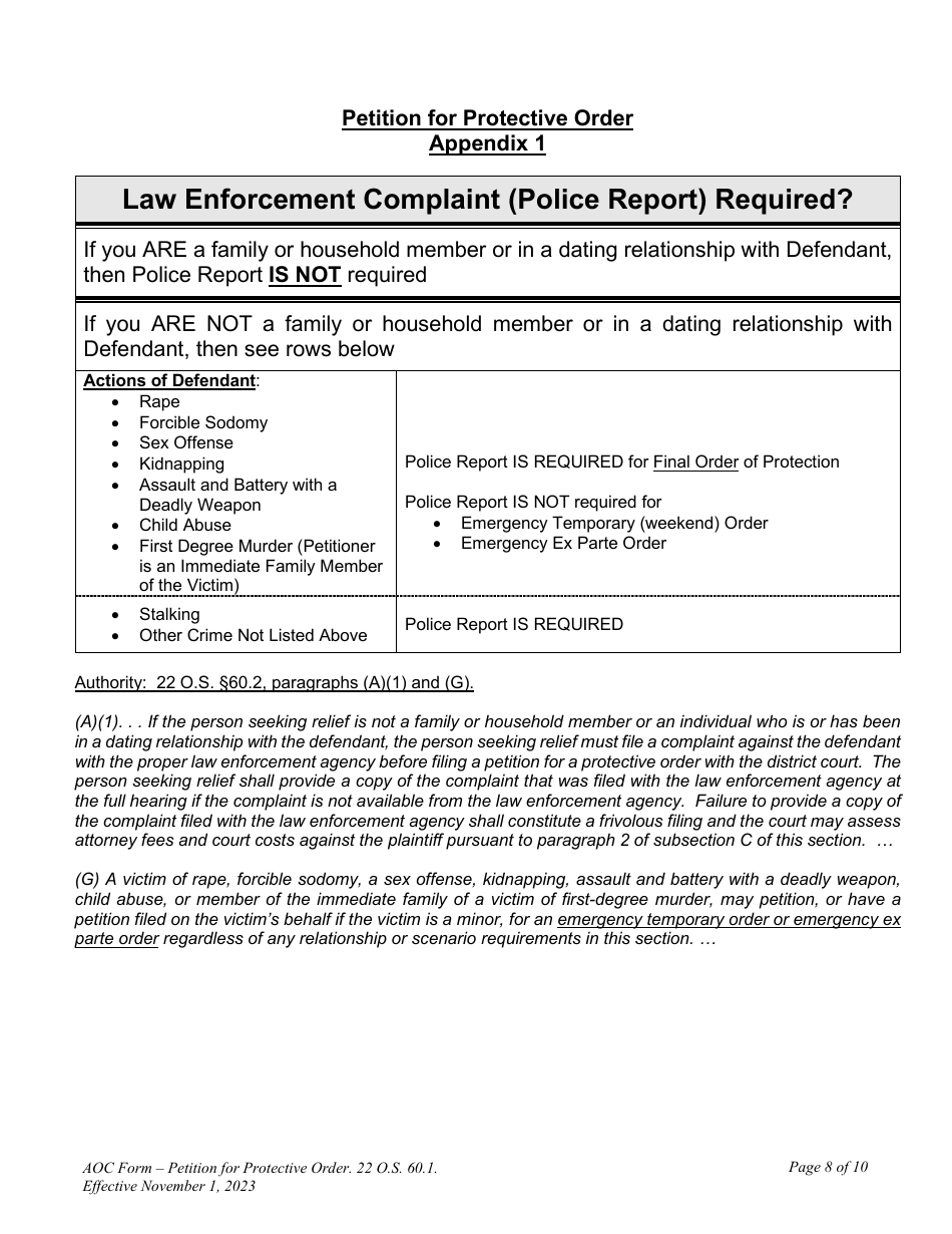 Petition for Protective Order - Oklahoma, Page 8