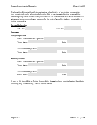 District Testing Responsibility Delegation Form - Oregon, Page 2