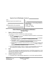 Form FL All Family193 Order Allowing or Terminating Arbitration - at Risk Party - Washington