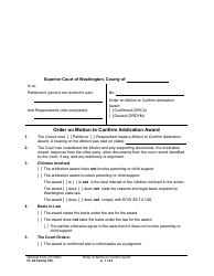 Document preview: Form FL All Family195 Order on Motion to Confirm Arbitration Award - Washington