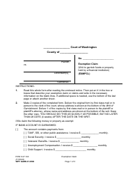 Document preview: Form WPF GARN01.0500 Exemption Claim (Writ to Garnish Funds or Property Held by a Financial Institution) - Washington