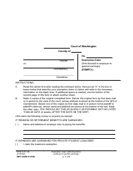 Document preview: Form WPF GARN01.0520 Exemption Claim (Writ Directed to Employer to Garnish Earnings) - Washington