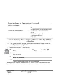 Form GDN M201 Notice of Hearing About an Emergency Minor Guardianship Petition (Short-Term) - Washington