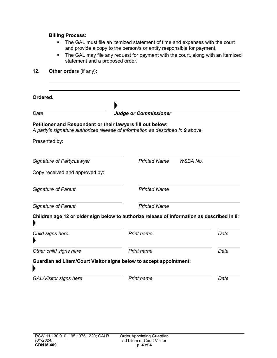 Form GDN M409 Download Printable PDF Or Fill Online Order Appointing ...