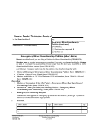 Form GDN M202 Emergency Minor Guardianship Petition (Short-Term) - Washington