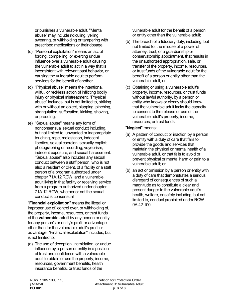 Form PO001 Petition for Protection Order - Washington, Page 17