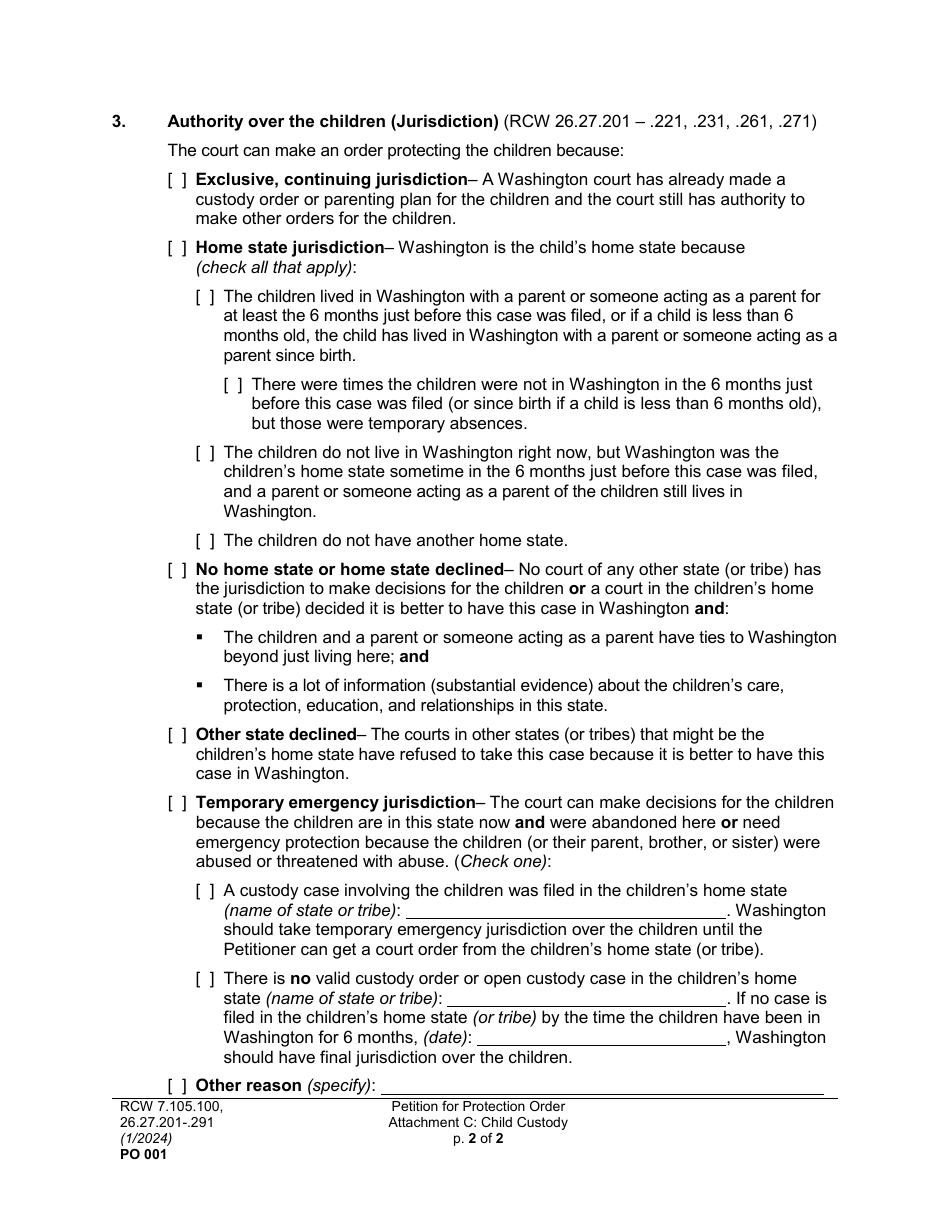Form PO001 Petition for Protection Order - Washington, Page 19