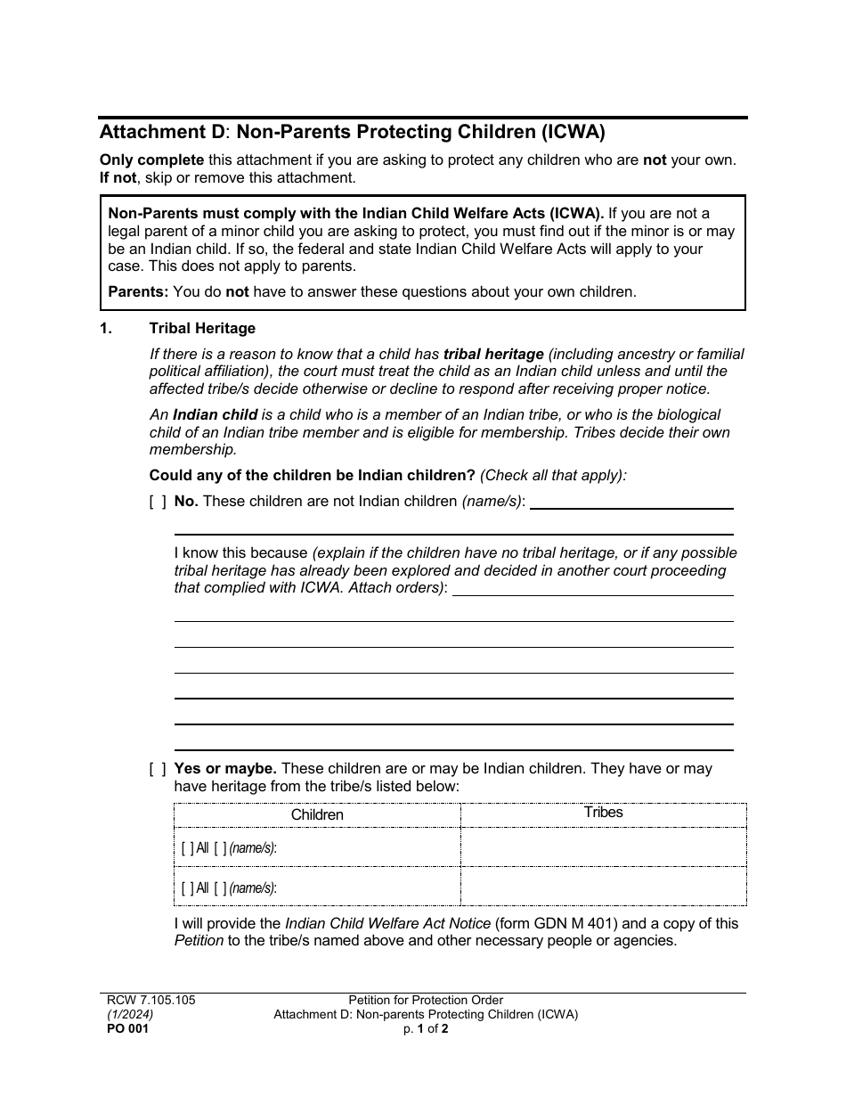 Form PO001 Petition for Protection Order - Washington, Page 20