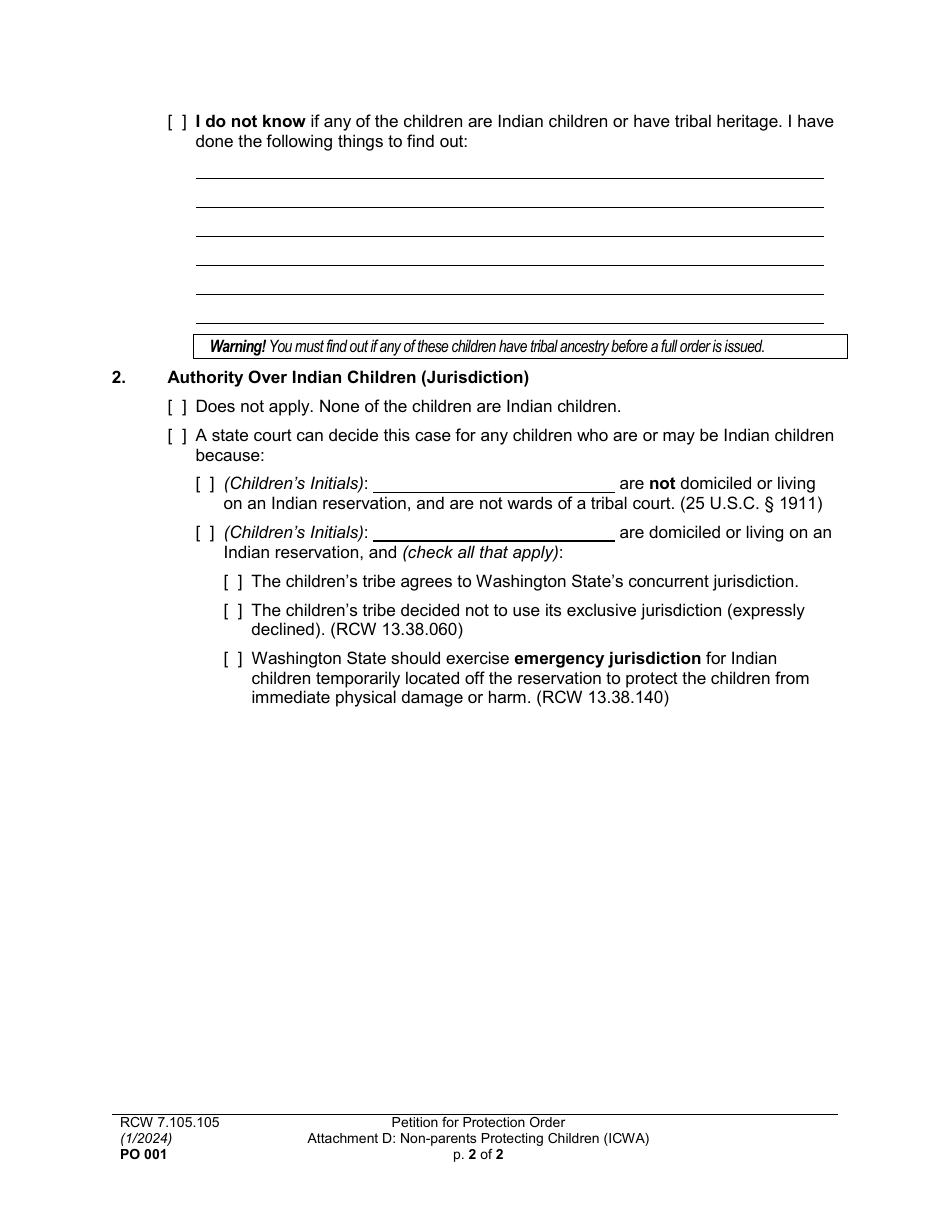 Form PO001 Petition for Protection Order - Washington, Page 21