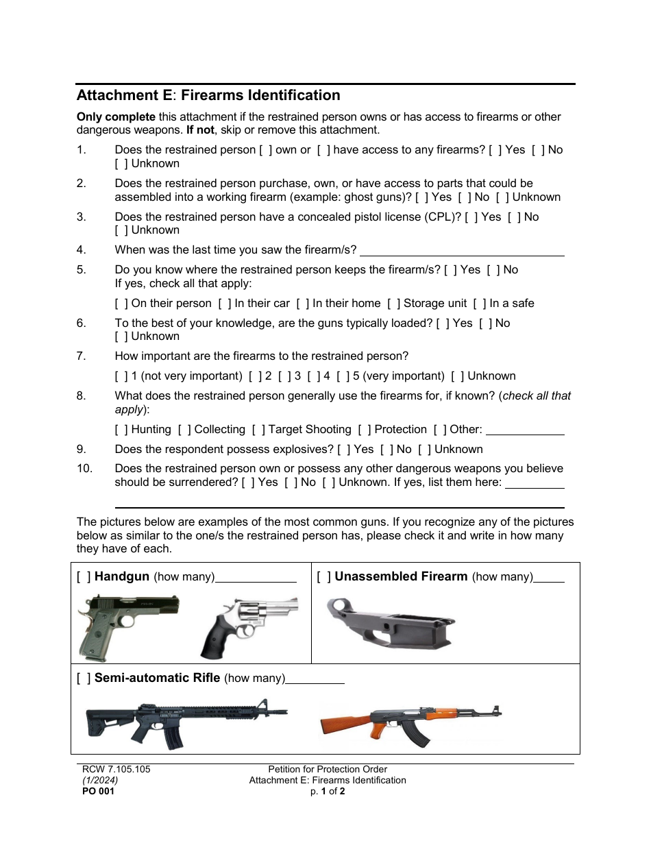 Form PO001 Petition for Protection Order - Washington, Page 22
