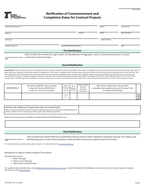 Form 734-3233  Printable Pdf