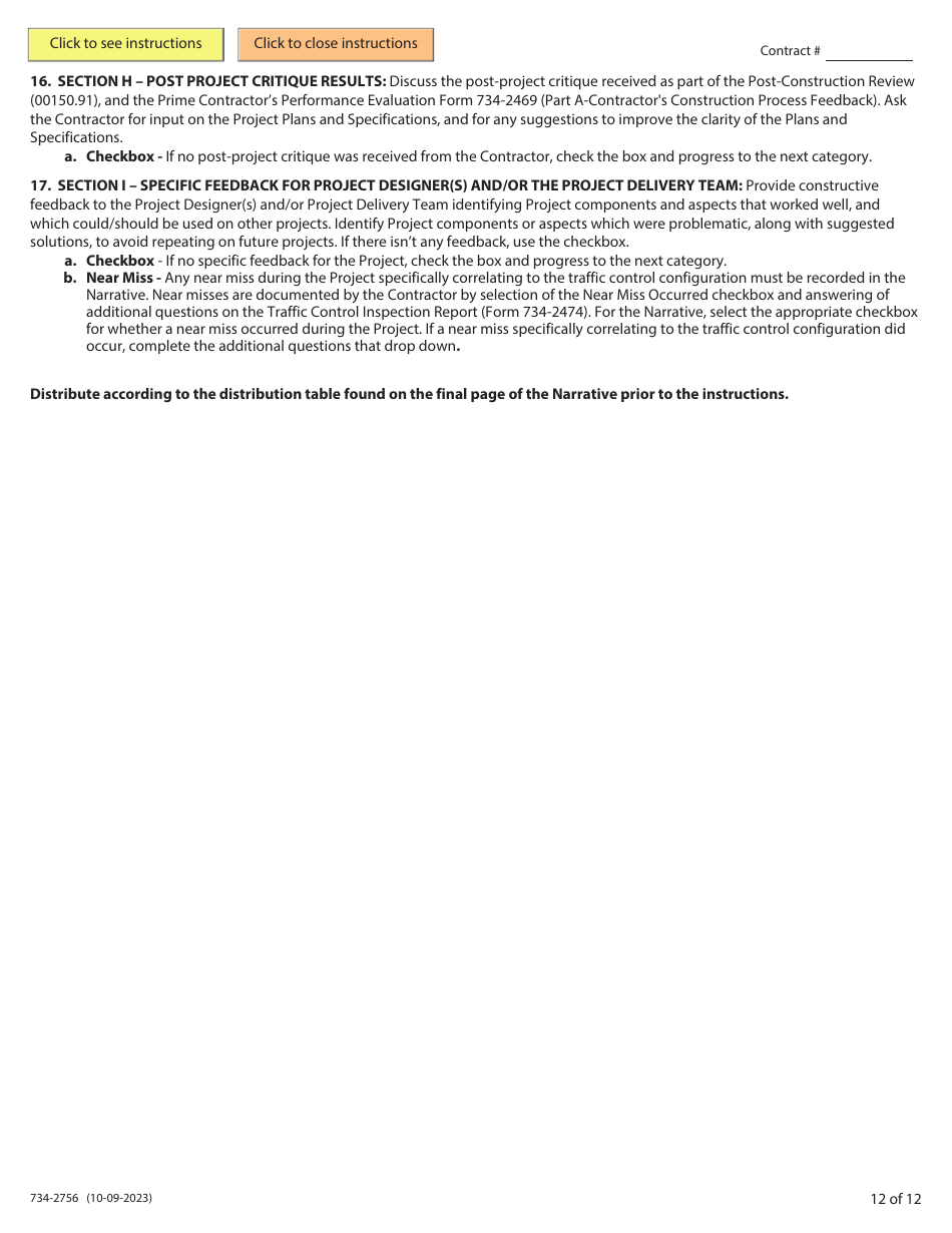 Form 734-2756 Resident Engineers Narrative Form - Oregon, Page 12