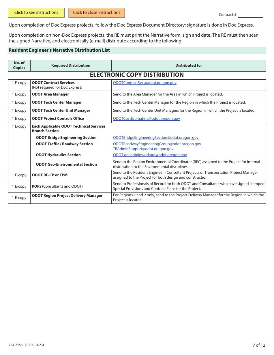 Form 734-2756 Resident Engineers Narrative Form - Oregon, Page 7