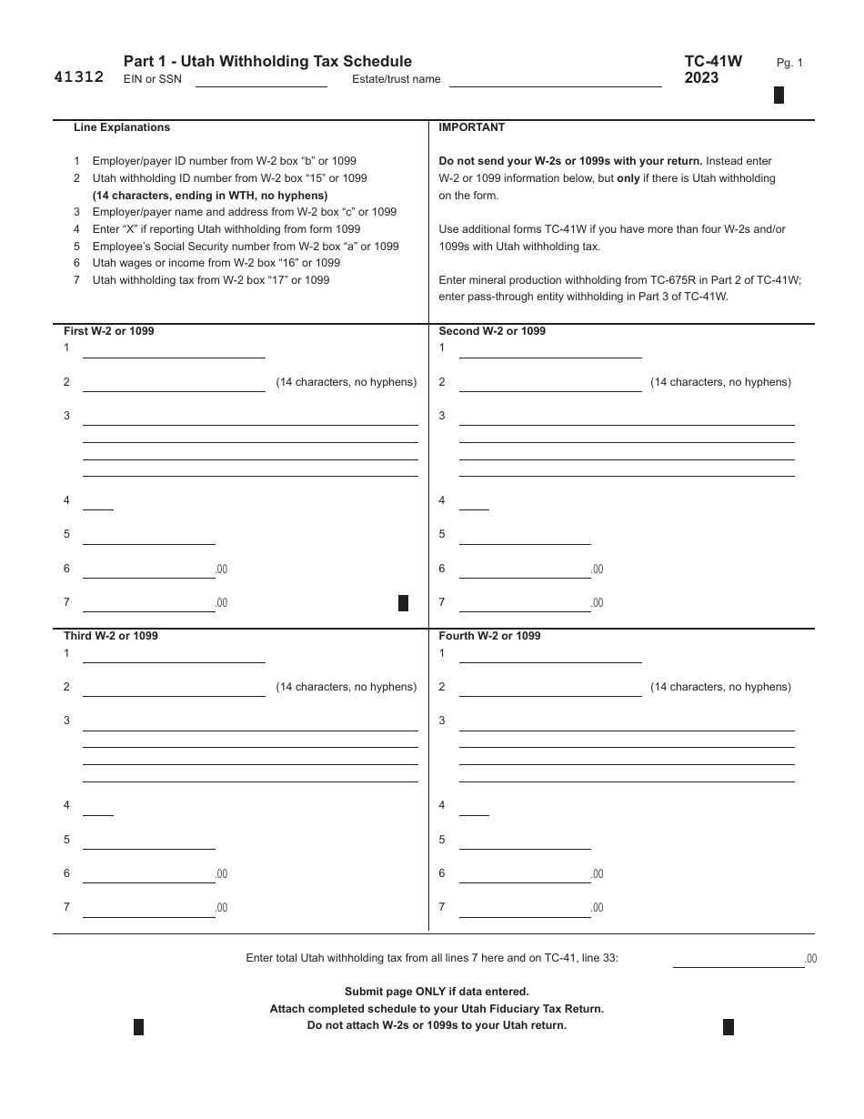 Form TC-41 Utah Fiduciary Income Tax Return - Utah, Page 12