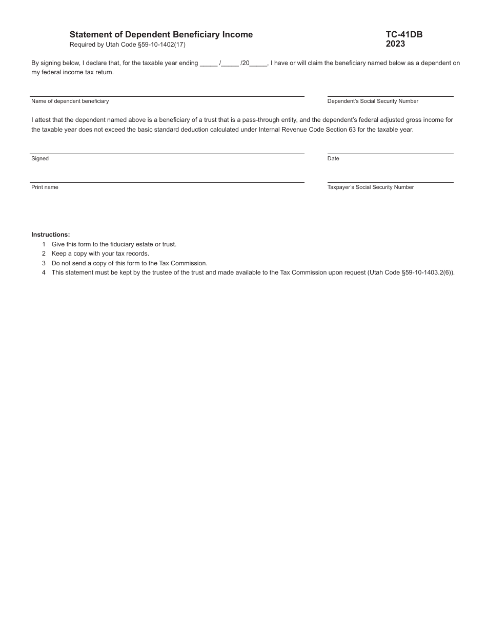 Form TC-41 Utah Fiduciary Income Tax Return - Utah, Page 15
