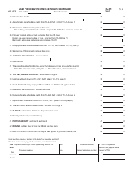 Form TC-41 Utah Fiduciary Income Tax Return - Utah, Page 2