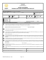 Form SPI M-645A School Bus Driver Training Units and Authorization Checklist - Washington