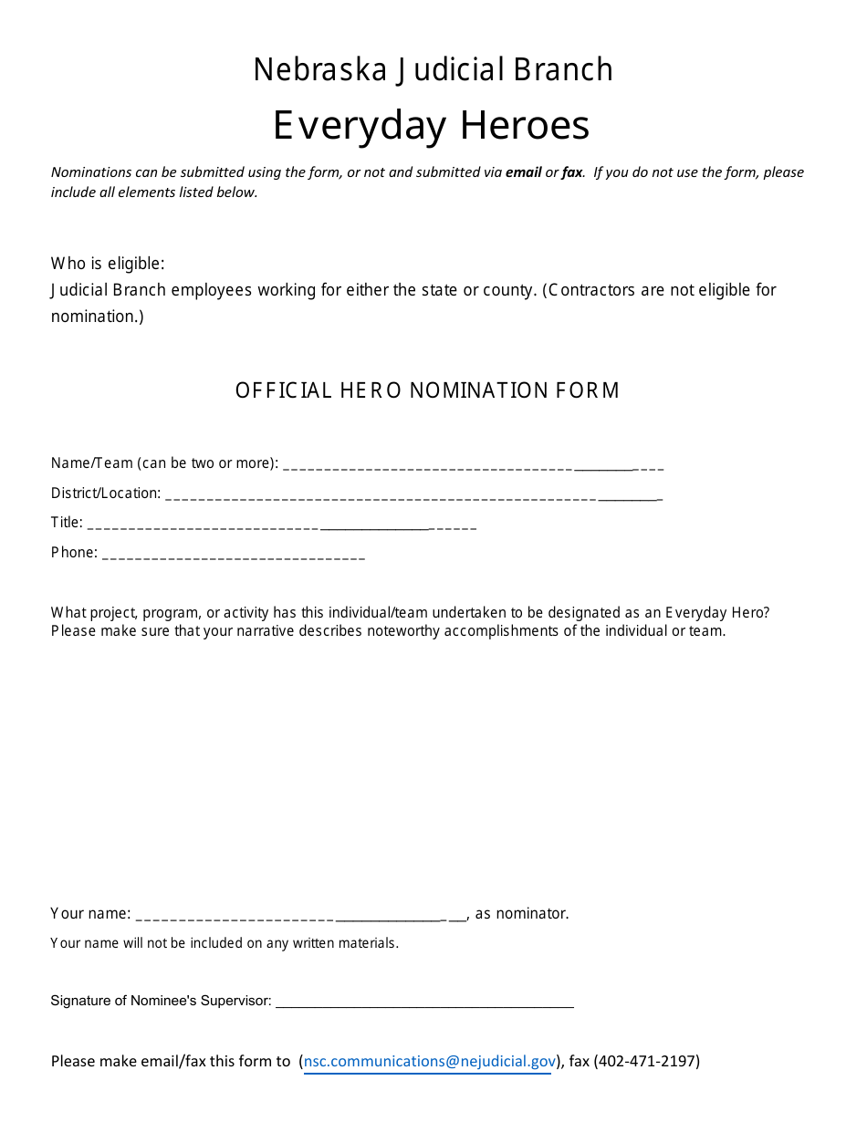 Everyday Heroes Nomination Form - Nebraska, Page 1