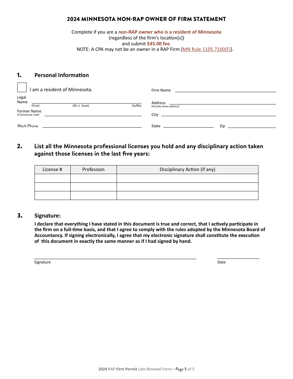 Rap Firm and Sole Proprietor Permit Late Renewal - Minnesota, Page 6