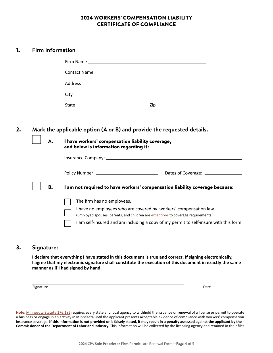 CPA Sole Proprietor Firm Permit Late Renewal - Minnesota, Page 5