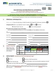 Document preview: Individual Rap Registration Late Renewal - Minnesota, 2024