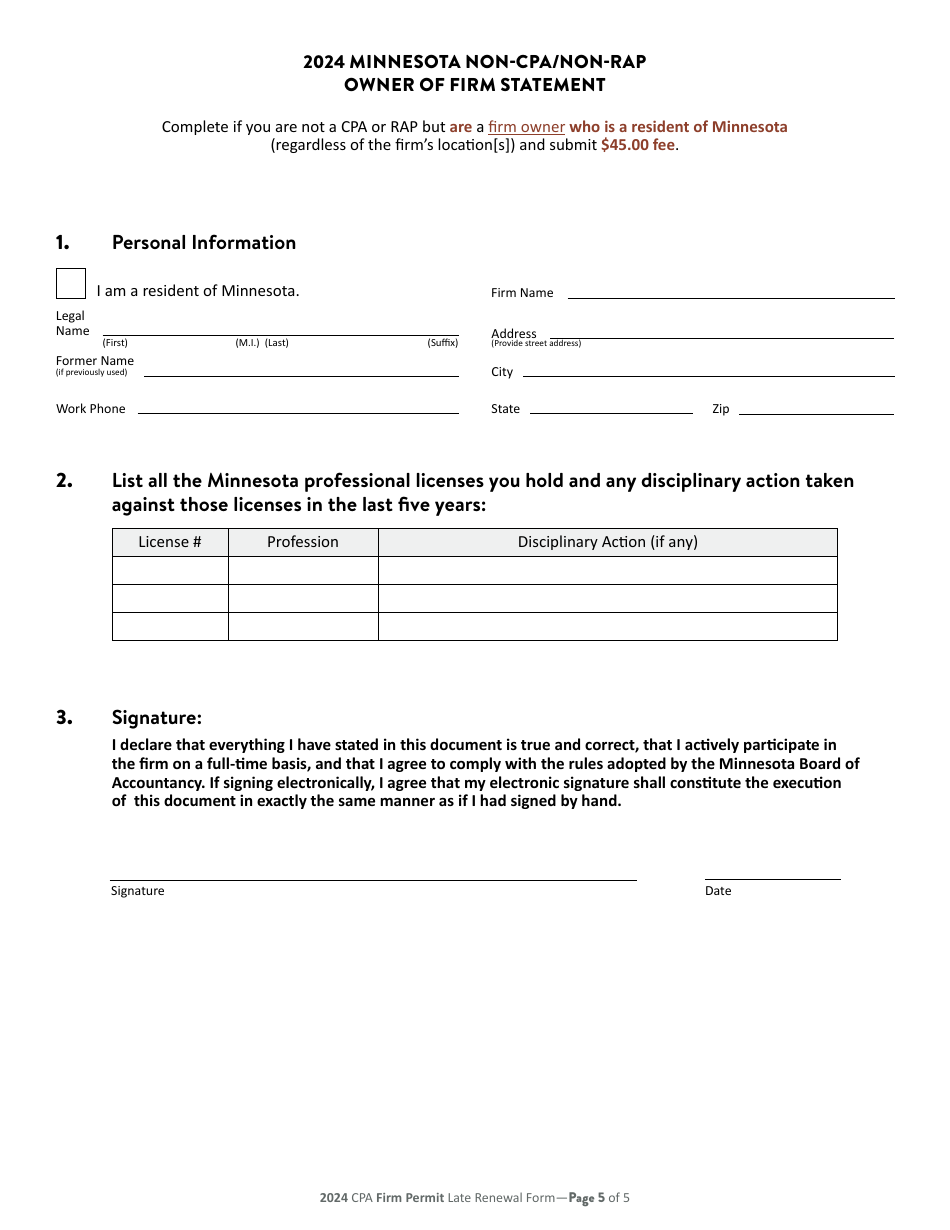 CPA Firm Permit Late Renewal - Minnesota, Page 6