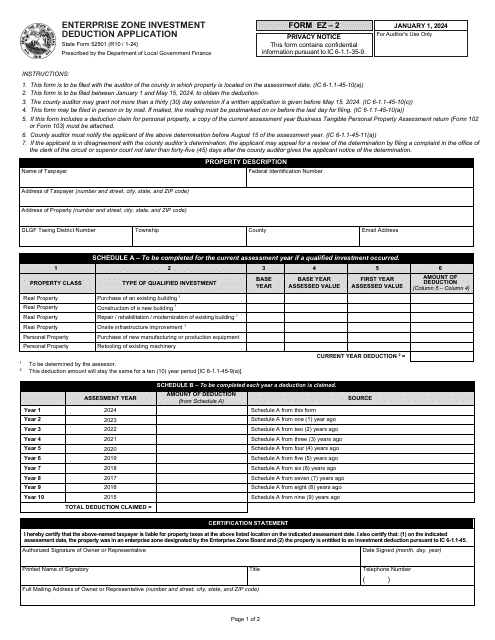 State Form 52501 (EZ-2)  Printable Pdf