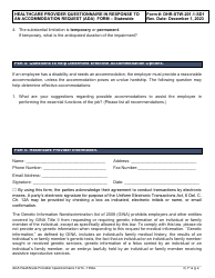 Form DHR-STW-201.1-SD1 Healthcare Provider Questionnaire in Response to an Accommodation Request - Americans With Disabilities Act (Ada) - Statewide - Delaware, Page 3