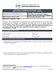 Form DHR-STW-201.1-F3 Reasonable Accommodation Request Form - Americans With Disabilities Act (Ada) - Statewide - Delaware