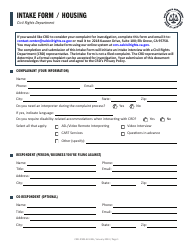 Document preview: Form CRD-IF903-4X-ENG Intake Form - Housing - California