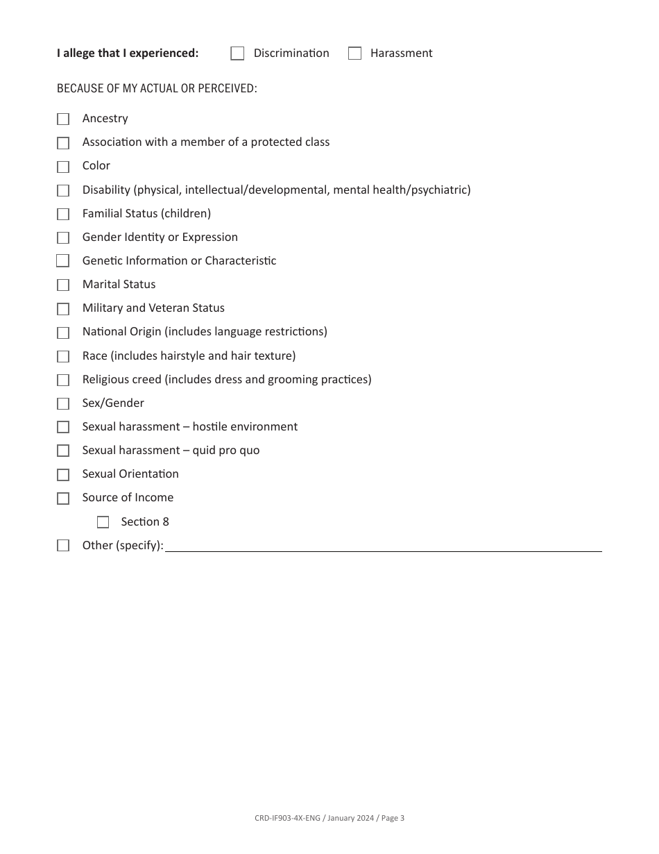 Form CRD-IF903-4X-ENG Intake Form - Housing - California, Page 3