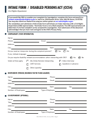 Document preview: Form CRD-IF903-2X-ENG Intake Form - Disabled Persons Act (Cc54) - California
