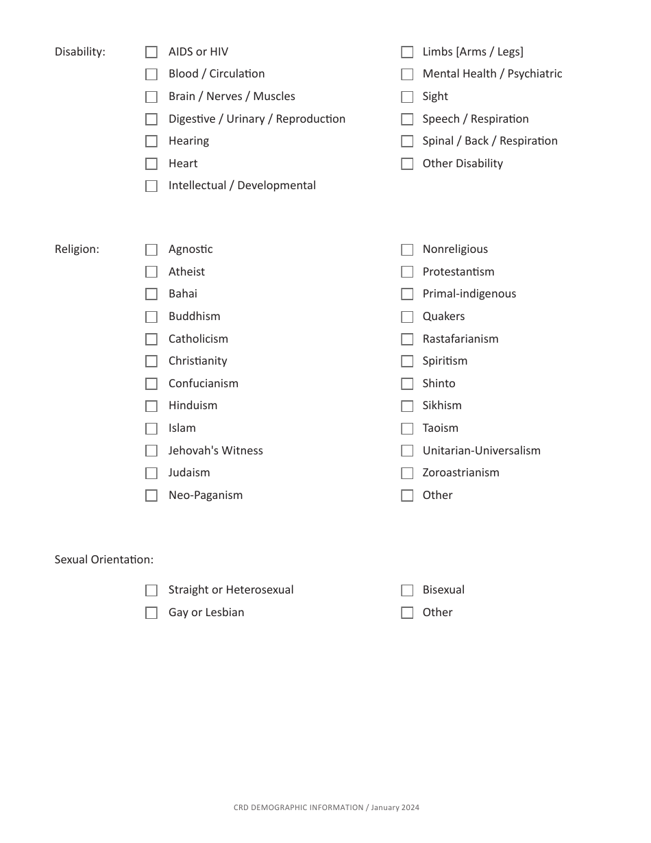 Form CRD-IF903-9X-ENG Intake Form - State Contract Nondiscrimination Requirement (Gc12990) - California, Page 5