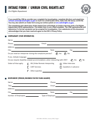 Document preview: Form CRD-IF903-12X-ENG Intake Form - Unruh Civil Rights Act - California