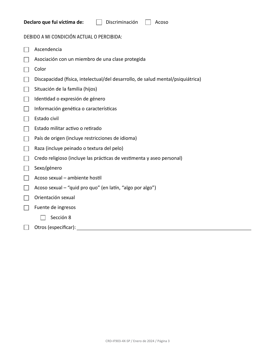 Formulario CRD-IF903-4X-SP Formulario De Registro - Vivienda - California (Spanish), Page 3