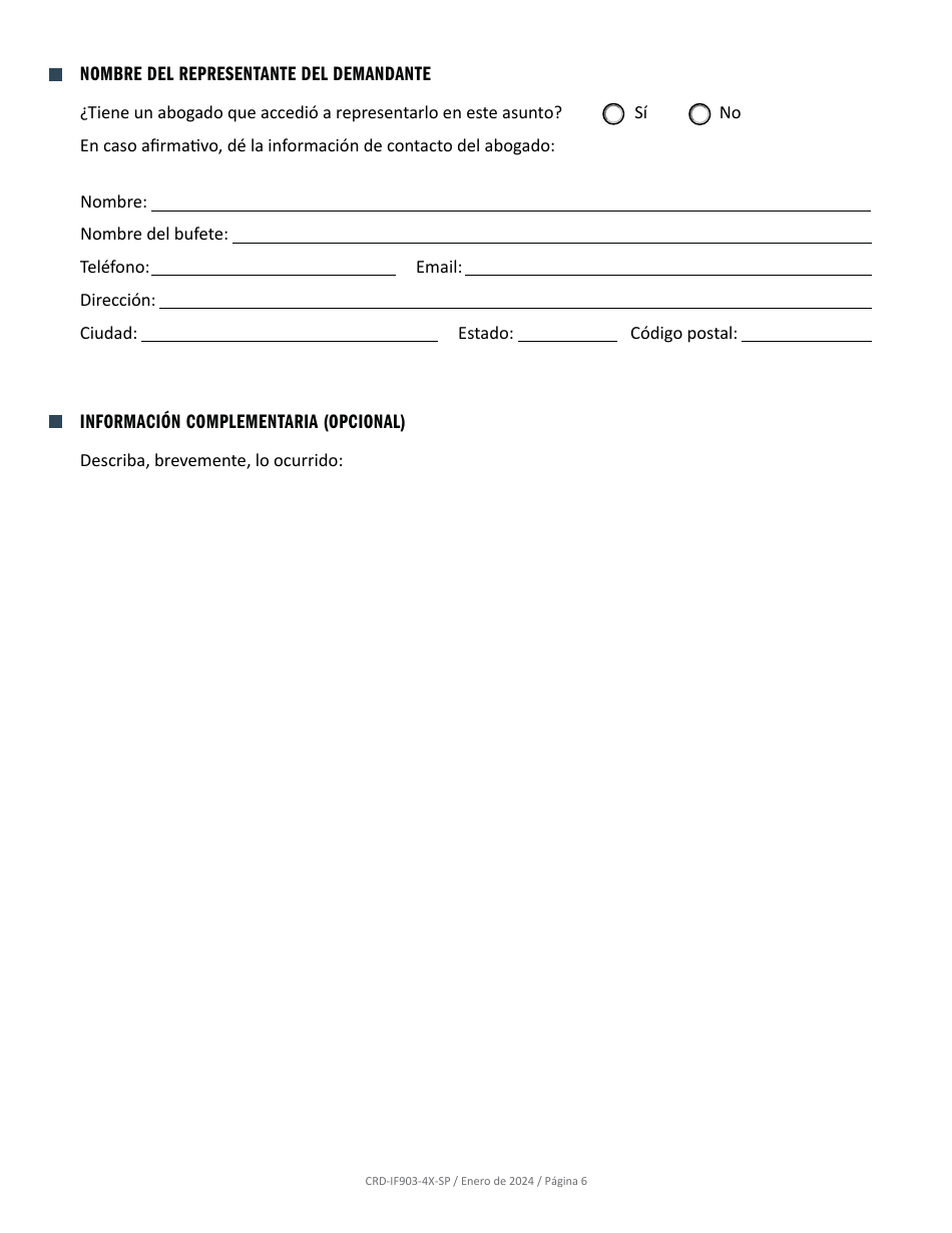 Formulario CRD-IF903-4X-SP Formulario De Registro - Vivienda - California (Spanish), Page 6