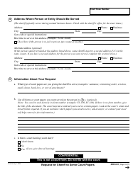 Form SER-001 Request for Sheriff to Serve Court Papers - California, Page 3