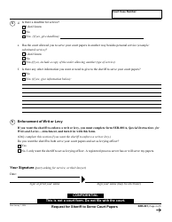 Form SER-001 Request for Sheriff to Serve Court Papers - California, Page 4