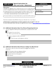 Form SER-001A Special Instructions for Writs and Levies - Attachment - California