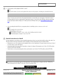 Form SER-001A Special Instructions for Writs and Levies - Attachment - California, Page 3