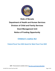 Document preview: Notice of Funding Opportunity Application - Nevada, 2025