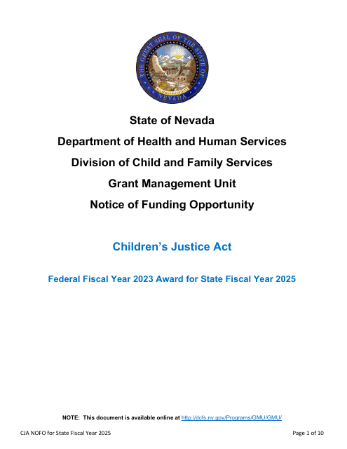 Notice of Funding Opportunity Application - Nevada, 2025