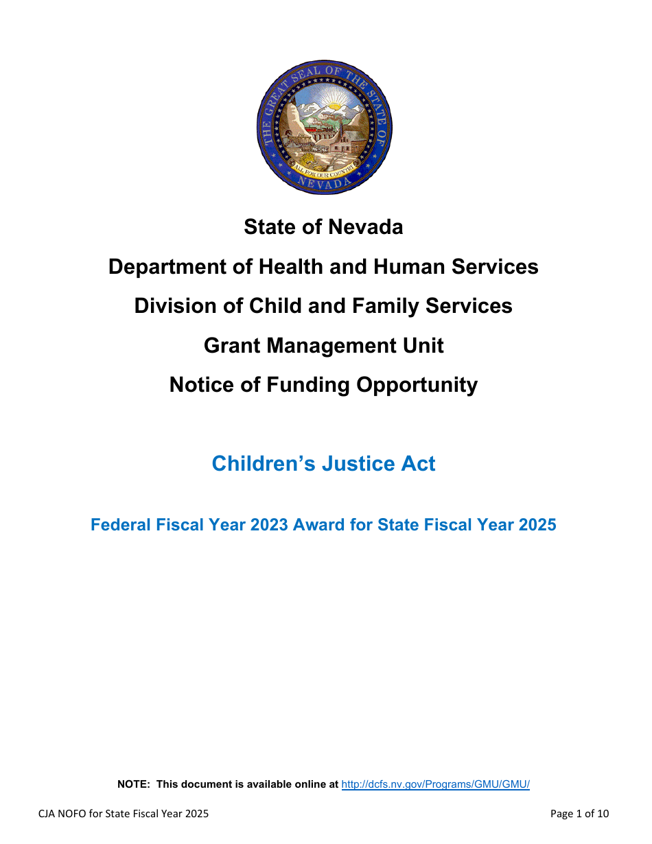 Notice of Funding Opportunity Application - Nevada, Page 1